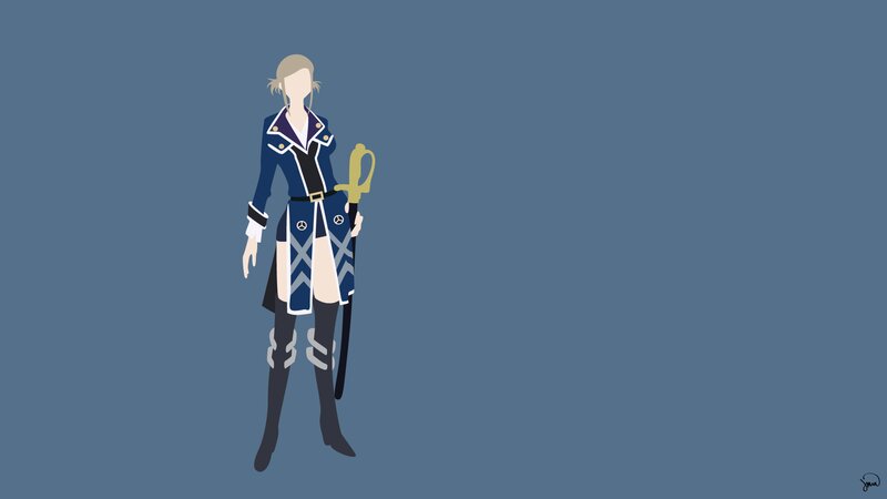 Anime Character with Sword — Blue, Neutral