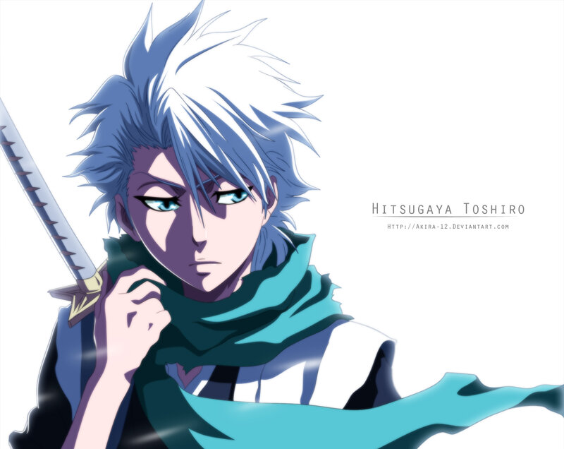 Anime Character with Sword — Blue, Serious, Scarf