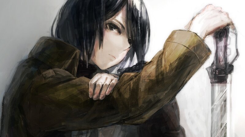 Anime Character with Sword — Brown, Dramatic, Digital Art, Coat, Black Hair