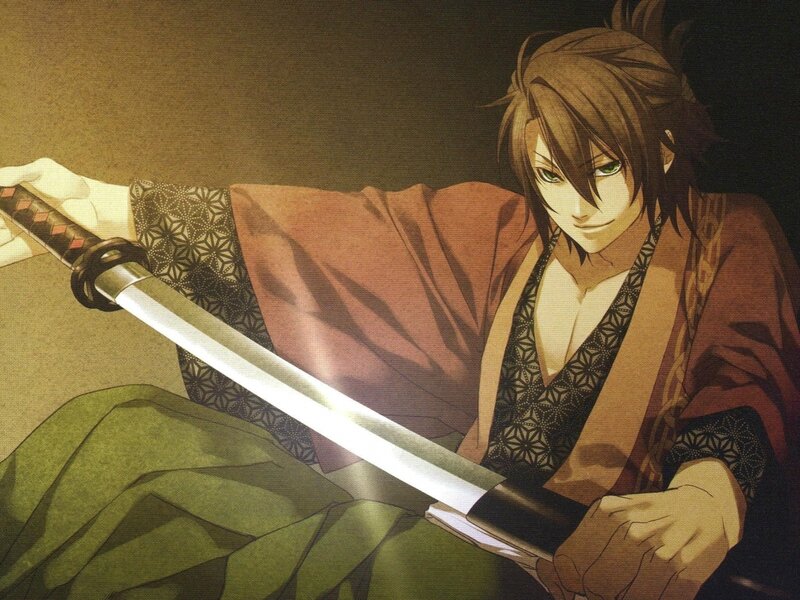 Anime Character with Sword — Brown, Dramatic, Manga, Kimono
