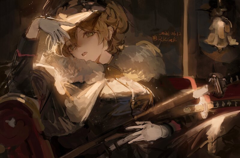 Anime Character with Sword — Brown, Dramatic, Night, Digital Art