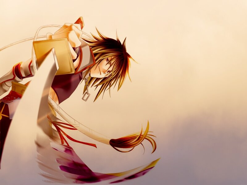 Anime Character with Sword — Gold, Dramatic