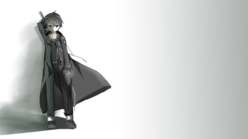 Anime Character with Sword — Gray, Dramatic, Coat