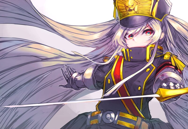 Anime Character with Sword — Gray, Dramatic, Digital Art, Cape