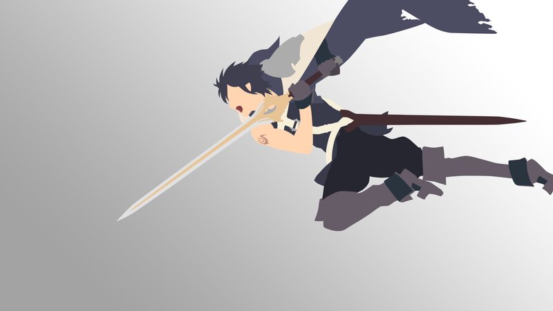 Anime Character with Sword — Gray, Dramatic, Digital Art, Cloak