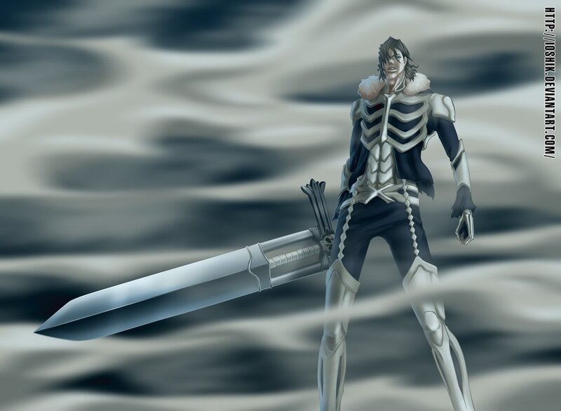Anime Character with Sword — Gray, Dramatic, Digital Art, Skeleton Armor