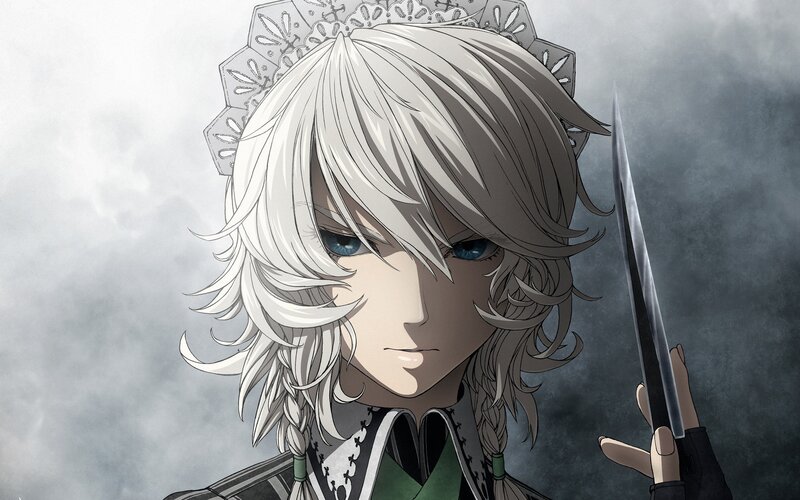 Anime Character with Sword — Gray, Dramatic, Headpiece