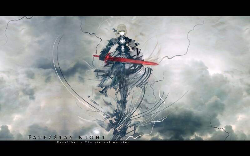 Anime Character with Sword — Gray, Dramatic