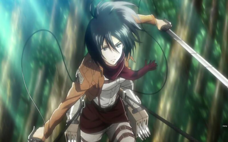 Anime Character with Sword — Green, Action