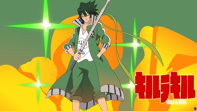 Anime Character with Sword — Green, Dramatic, Green Light