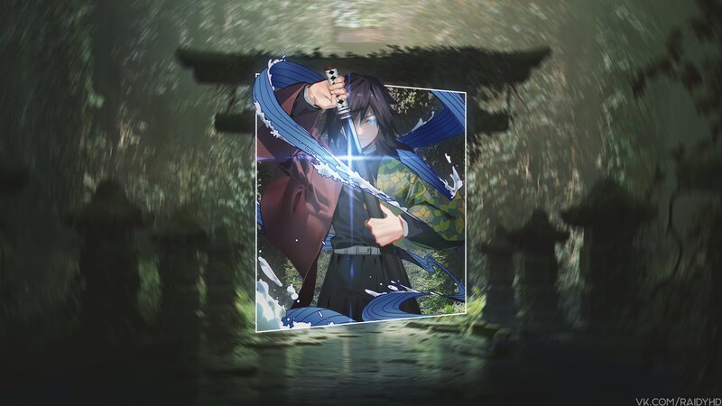 Anime Character with Sword — Green, Dramatic, Night, Forest