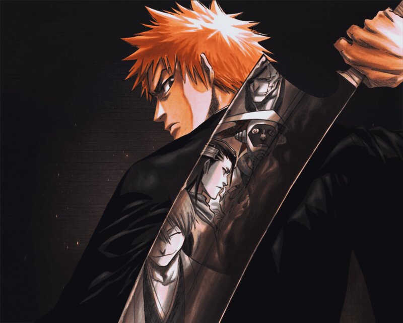 Anime Character with Sword — Orange, Dramatic, Night