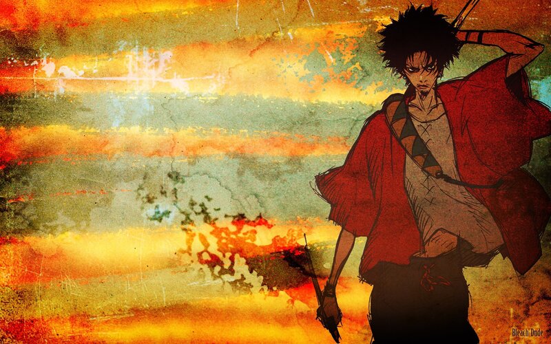 Anime Character with Sword — Orange, Dramatic, Sunset, Manga