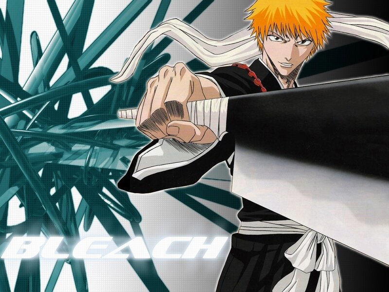 Anime Character with Sword — Orange, Dramatic, White Scarf