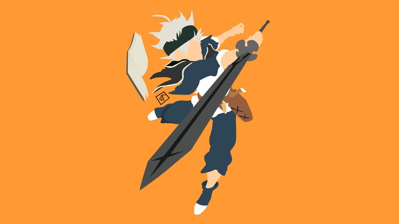 Anime Character with Sword — Orange, Dynamic, Vector Art