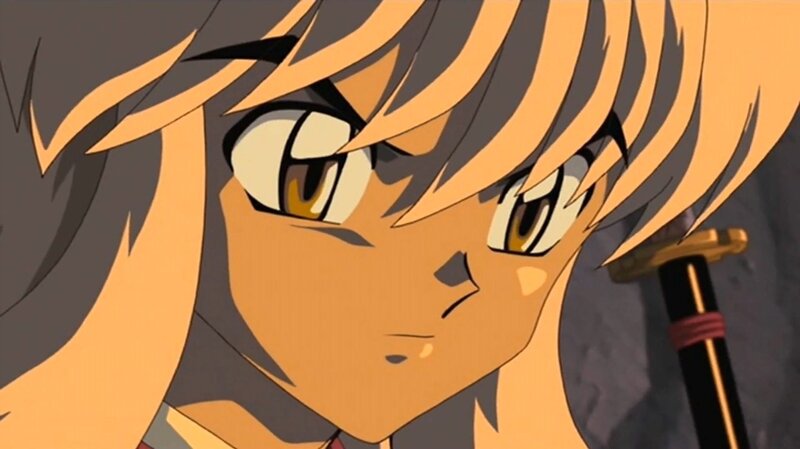 Anime Character with Sword — Orange, Intense