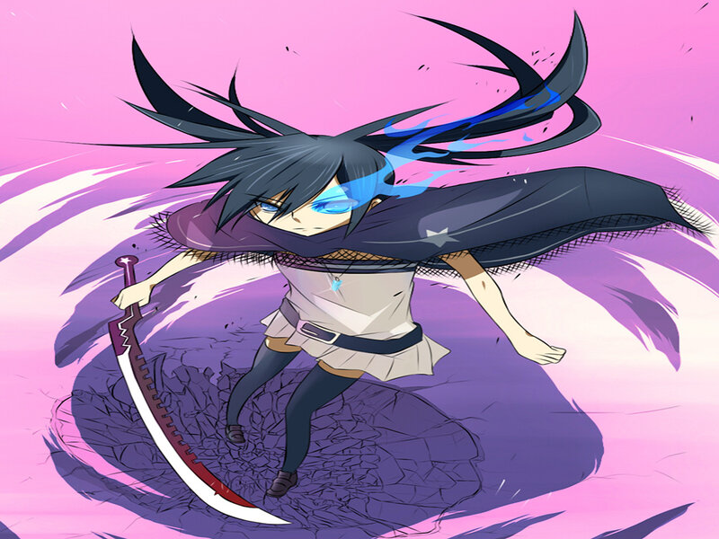 Anime Character with Sword — Pink, Dramatic, Manga
