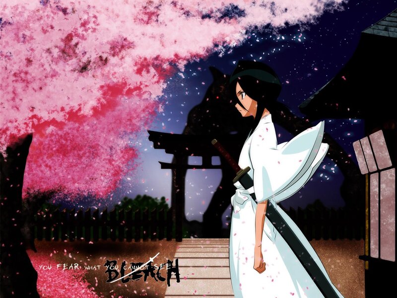 Anime Character with Sword — Pink, Dramatic, Night, Cherry Blossoms, Sakura