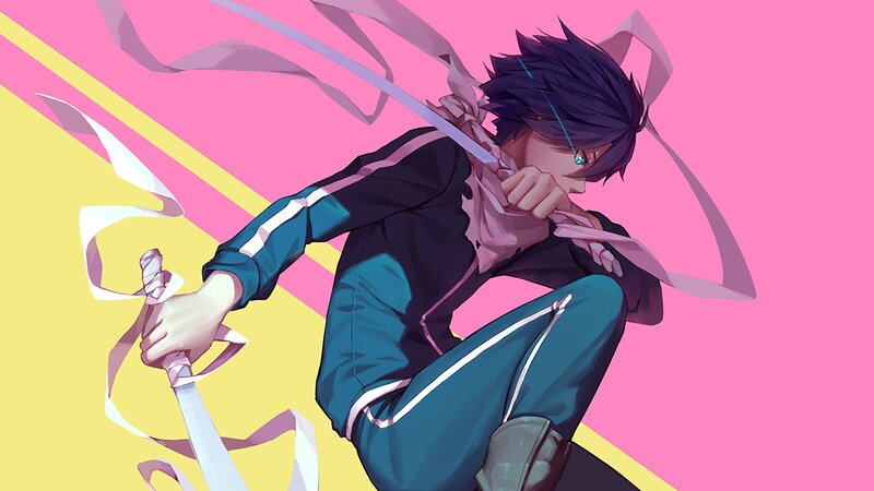 Anime Character with Sword — Pink, Dynamic