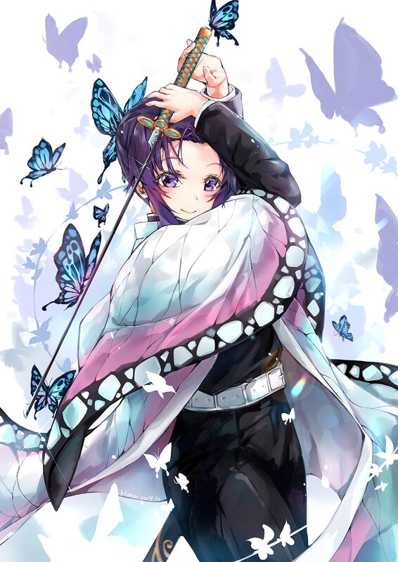Anime Character with Sword — Purple, Calm, Manga