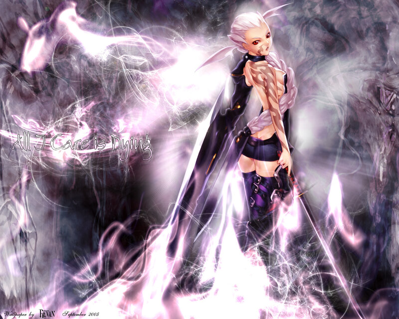 Anime Character with Sword — Purple, Dramatic, Digital Art, Energy Effects