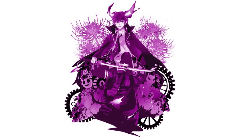 Anime Character with Sword — Purple, Dramatic, Digital Art, Gears