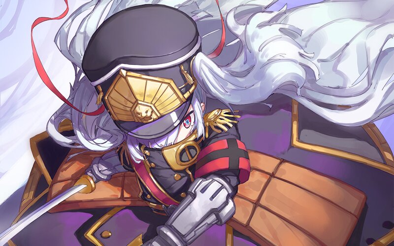 Anime Character with Sword — Purple, Dramatic, Digital Art, Uniform
