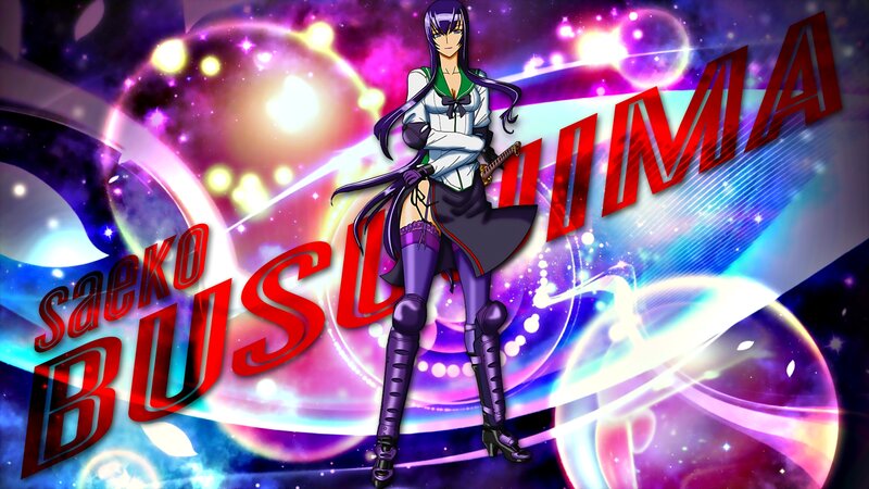 Anime Character with Sword — Purple, Dramatic, Galaxy Background, Text