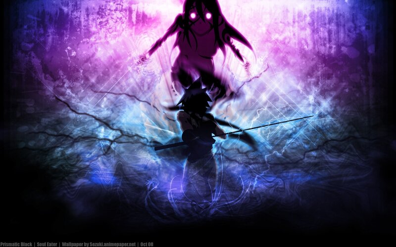 Anime Character with Sword — Purple, Dramatic, Ghostly Figure
