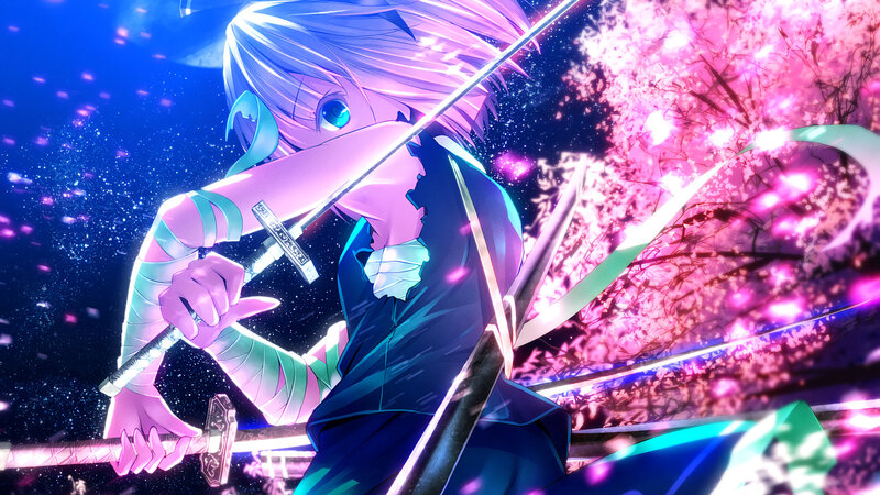 Anime Character with Sword — Purple, Dramatic, Intense, Night