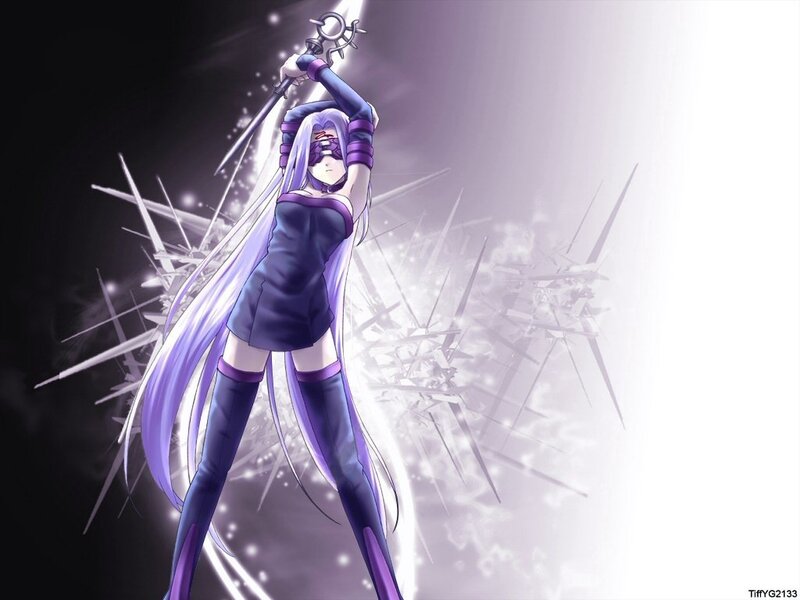 Anime Character with Sword — Purple, Dramatic, Long Hair, Purple Outfit