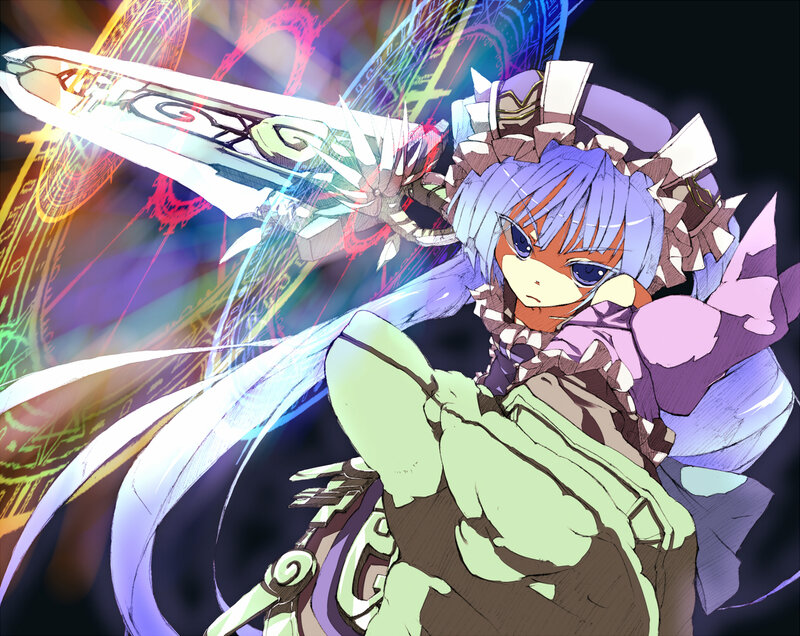Anime Character with Sword — Purple, Dramatic, Magic Circle