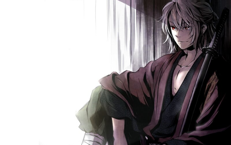 Anime Character with Sword — Purple, Dramatic, Manga, Kimono