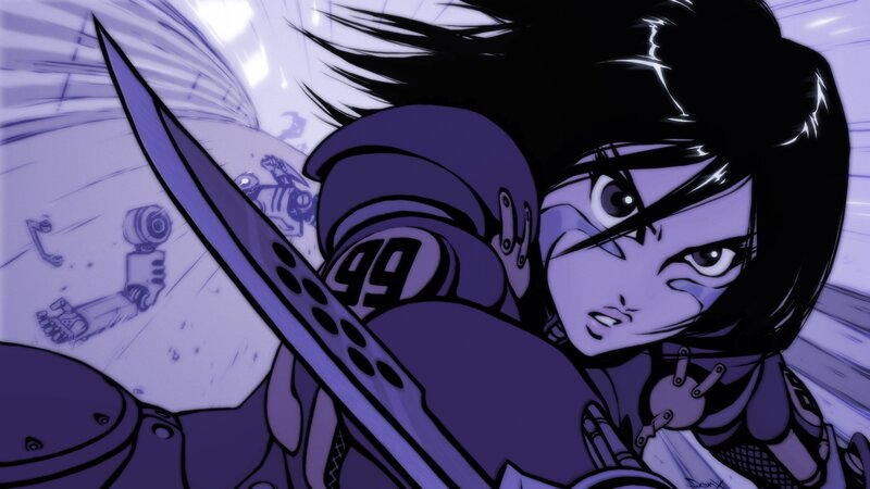 Anime Character with Sword — Purple, Dramatic, Manga, Robot