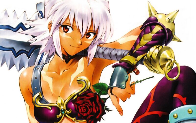 Anime Character with Sword — Purple, Dramatic, Manga, Rose