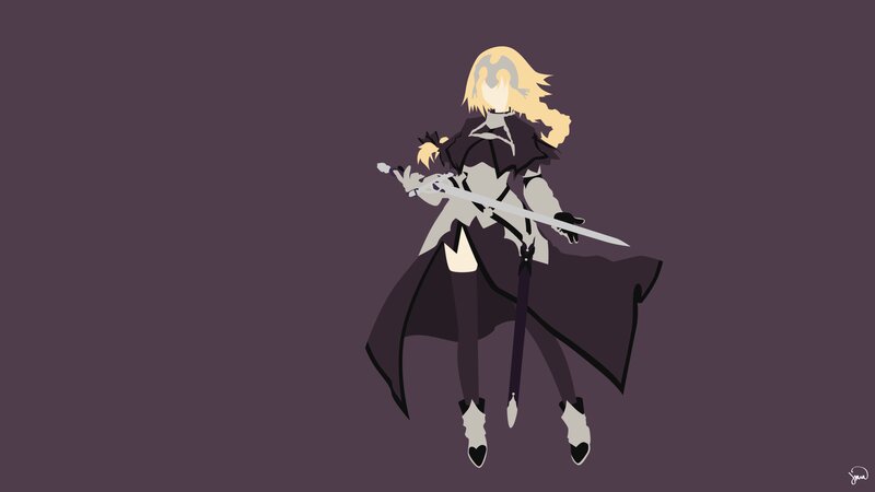 Anime Character with Sword — Purple, Dramatic, Minimalist