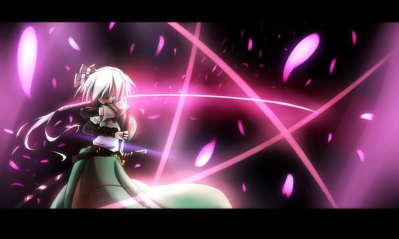 Anime Character with Sword — Purple, Dramatic, Night, Digital Art