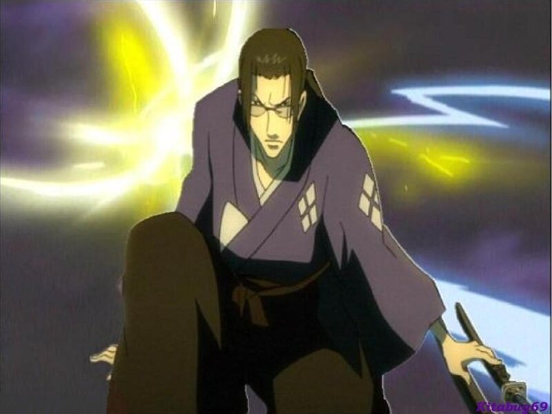 Anime Character with Sword — Purple, Dramatic, Night, Lightning, Kimono