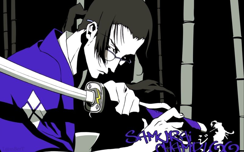 Anime Character with Sword — Purple, Dramatic, Night, Manga, Bamboo