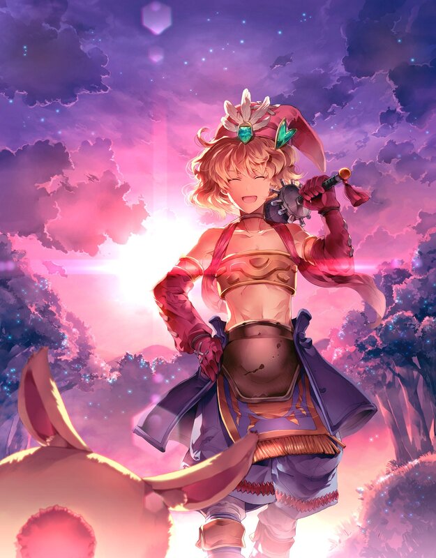 Anime Character with Sword — Purple, Dramatic, Sunset, Digital Art, Clouds