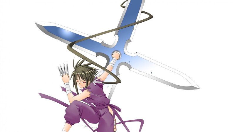 Anime Character with Sword — Purple, Dynamic, Manga