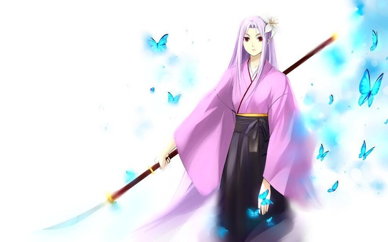 Anime Character with Sword — Purple, Serene