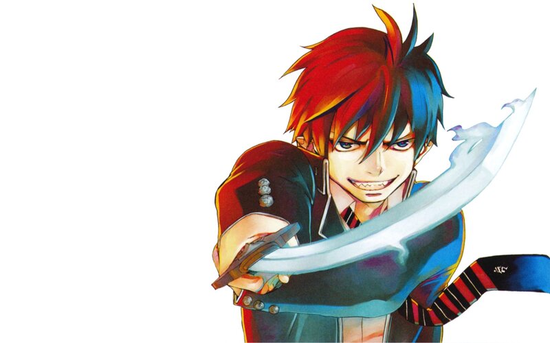 Anime Character with Sword — Red, Aggressive, Manga