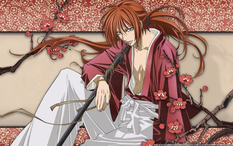 Anime Character with Sword — Red, Calm