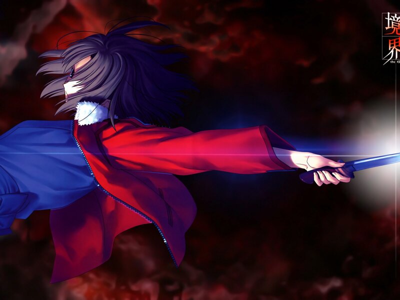 Anime Character with Sword — Red, Dramatic, Coat