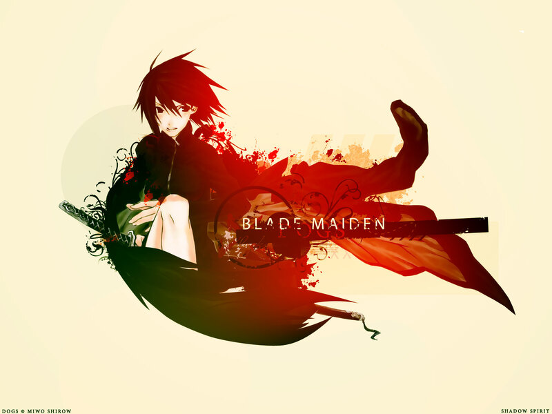Anime Character with Sword — Red, Dramatic, Digital Art, Blood Splatter, Cloak