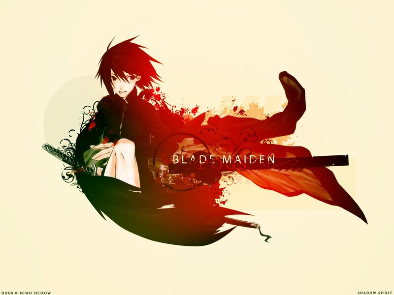 Anime Character with Sword — Red, Dramatic, Digital Art, Cloak, Blood Splatter