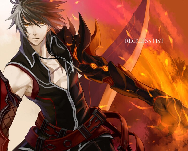 Anime Character with Sword — Red, Dramatic, Digital Art, Fire, Armor