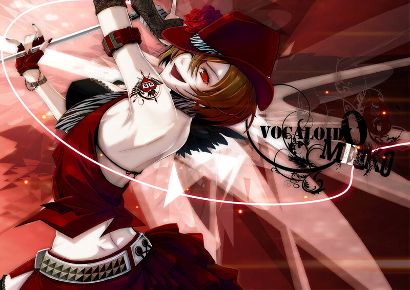 Anime Character with Sword — Red, Dramatic, Digital Art, Hat