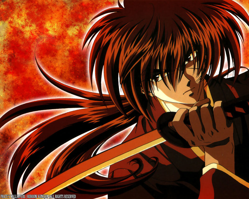 Anime Character with Sword — Red, Dramatic, Long Hair